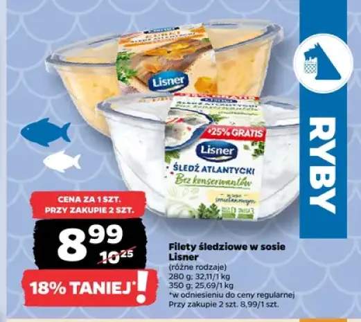 Filety śledziowe w sosie Lisner 280 g