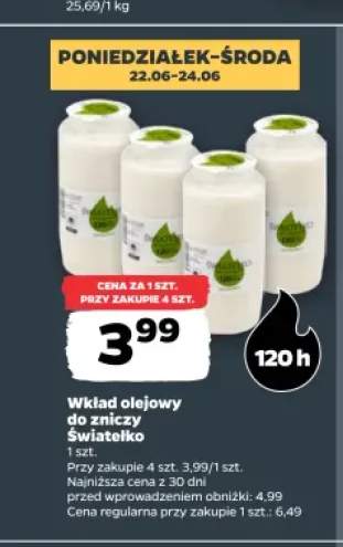 Wkład olejowy do zniczy Światełko