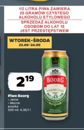 Piwo Boorg Jasne +1 wariant