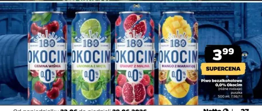 Piwo bezalkoholowe Okocim Ciemna Wiśnia +3 warianty