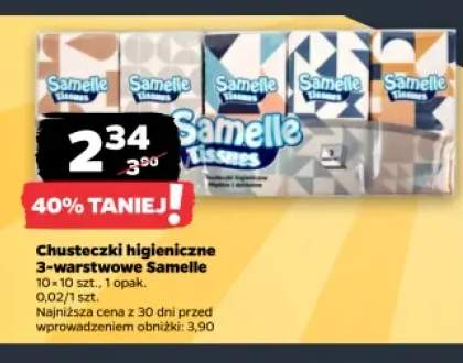 Chusteczki higieniczne 3-warstwowe Samelle 10-pak