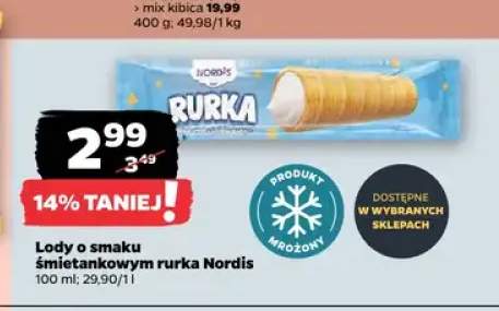 Lody o smaku śmietankowym rurka Nordis