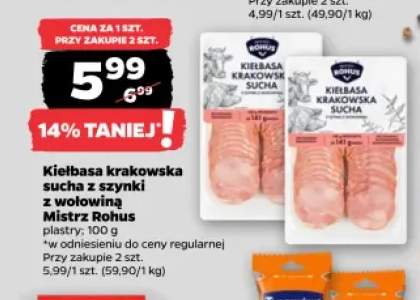 Kiełbasa krakowska sucha z szynki z wołowiną Mistrz Rohus