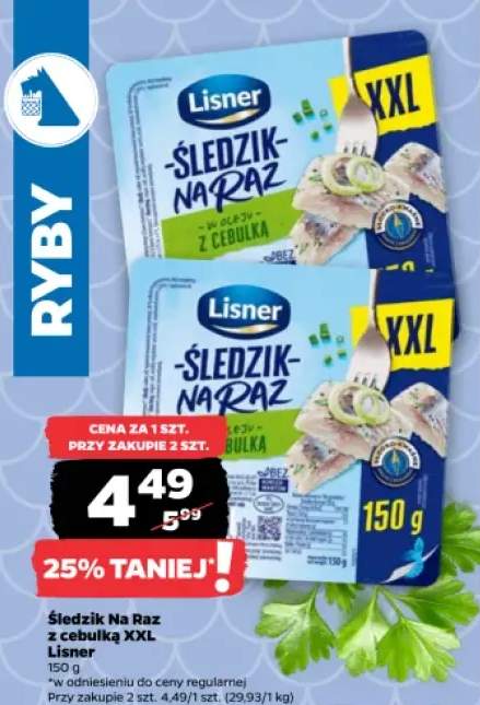 Śledzik Na Raz z cebulką XXL Lisner