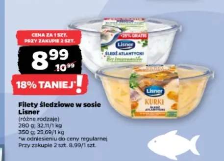 Filety śledziowe w sosie śledź atlantycki bez konserwantów Lisner +1 wariant