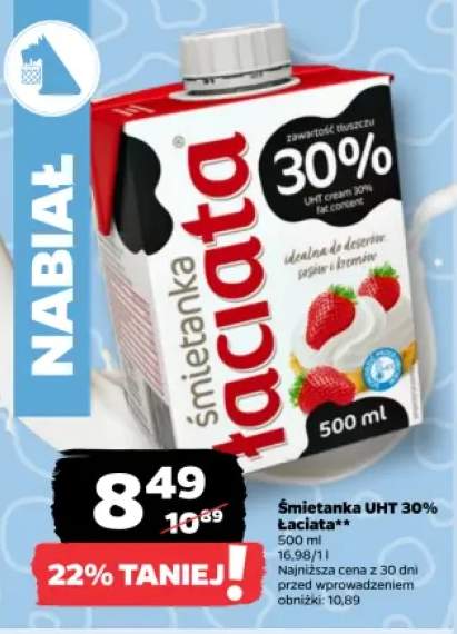 Śmietanka UHT 30% Łaciata