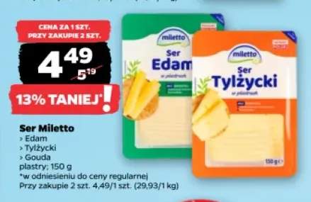 Ser Edam w plastrach Miletto +2 warianty
