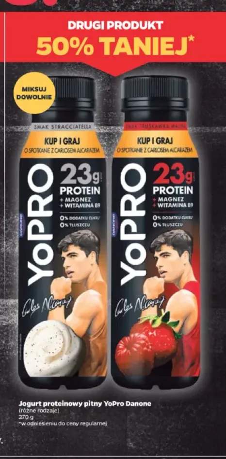 Jogurt proteinowy pitny YoPro Danone o smaku stracciatella +1 wariant