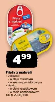 Filety z makreli w oleju roślinnym Vespucci +3 warianty