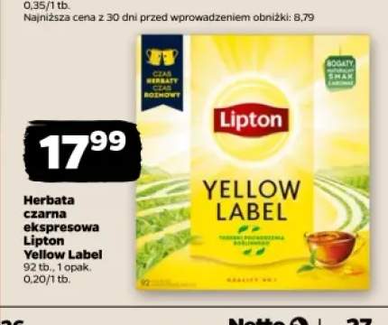 Herbata czarna ekspresowa Lipton Yellow Label