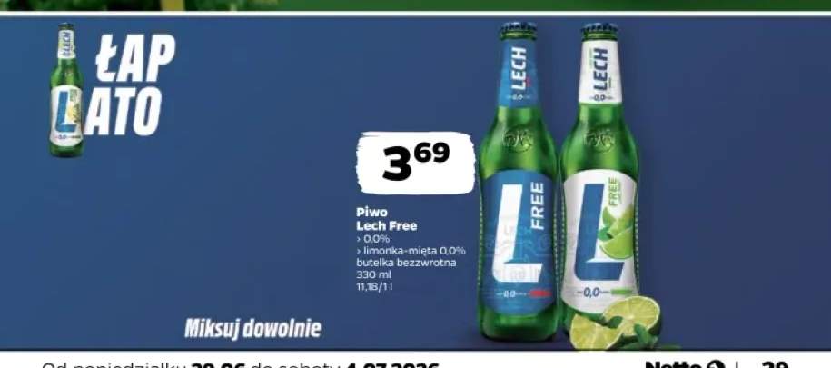 Piwo bezalkoholowe Lech Free Limonka-Mięta