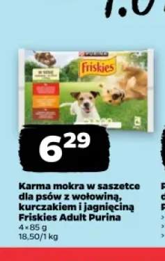 Karma mokra w saszetce dla psów z wołowiną, kurczakiem i jagnięciną Friskies Adult Purina