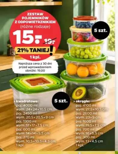 Zestaw pojemników z odpowietrznikiem