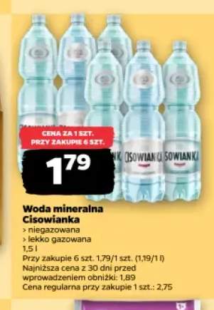 Woda mineralna niegazowana Cisowianka +1 wariant