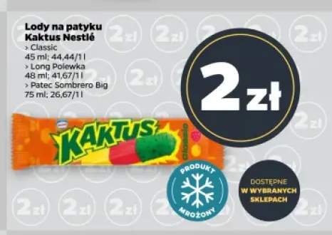 Lody na patyku Kaktus Nestlé Long Polewka +2 warianty