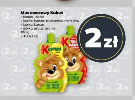 Mus owocowy Kubuś jabłko banan +3 warianty