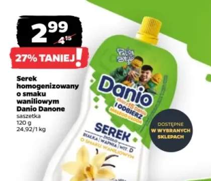 Serek homogenizowany o smaku waniliowym Danio Danone saszetka