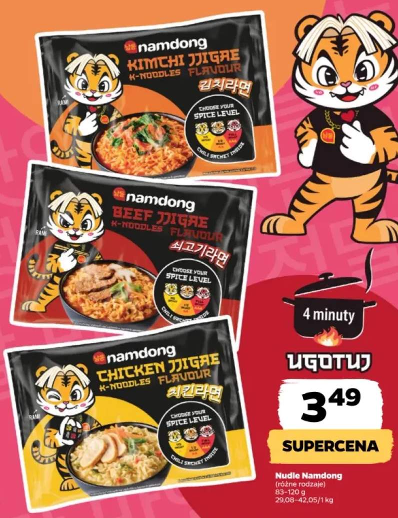 Nudle instant Namdong Kimchi Jjigae +2 warianty