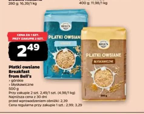 Płatki owsiane górskie Breakfast from Bell's +1 wariant