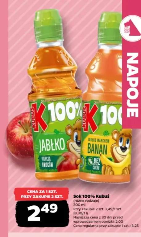 Sok 100% jabłko Kubuś +1 wariant