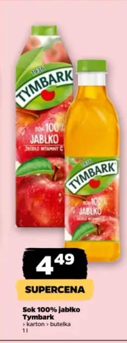 Sok 100% jabłko Tymbark w kartonie +1 wariant