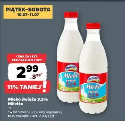 Mleko świeże 3,2% Miletto