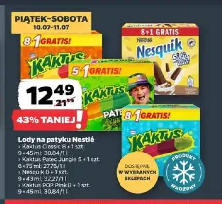 Lody na patyku Nestlé Kaktus Classic 9-pak +3 warianty