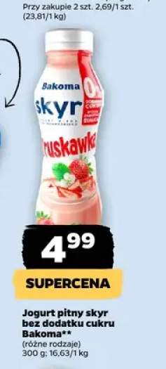 Jogurt pitny skyr bez dodatku cukru Bakoma truskawkowy