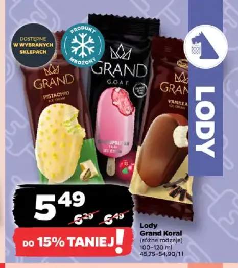 Lody na patyku Pistachio Grand Koral +2 warianty
