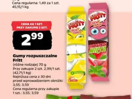Gumy rozpuszczalne Fritt o smaku rabarbaru i miety
