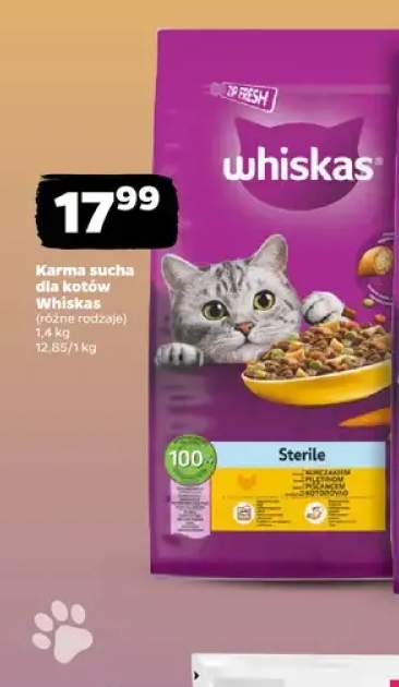 Karma sucha dla kotów Whiskas Sterile z kurczakiem