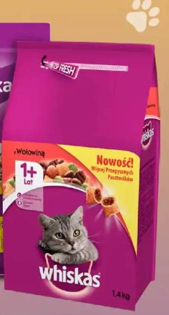 Karma sucha dla kotów Whiskas z wołowiną