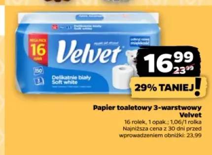 Papier toaletowy 3-warstwowy Velvet Delikatnie biały Soft white