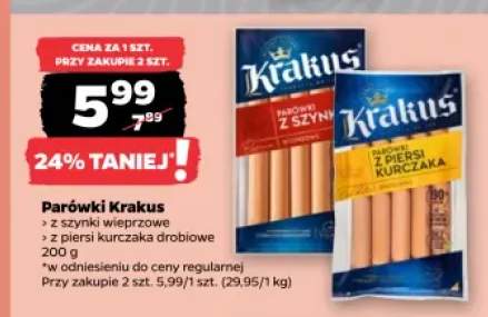 Parówki z piersi kurczaka Krakus +1 wariant