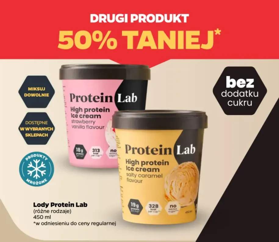 Lody Protein Lab o smaku truskawkowo-waniliowym +1 wariant