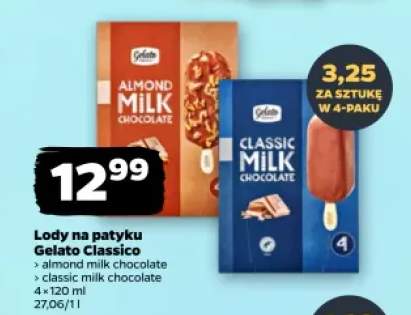 Lody na patyku Gelato Classico Almond Milk Chocolate 4-pak +1 wariant