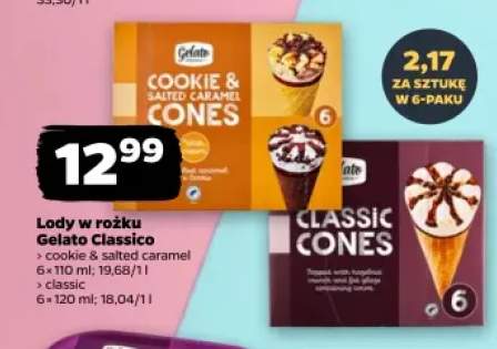 Lody w rożku Gelato Classico Cookie & Salted Caramel 6-pak +1 wariant