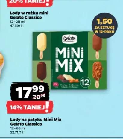 Lody na patyku Mini Mix Gelato Classico 12-pak