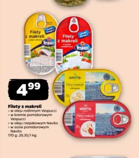 Filety z makreli w oleju roślinnym Vespucci +3 warianty