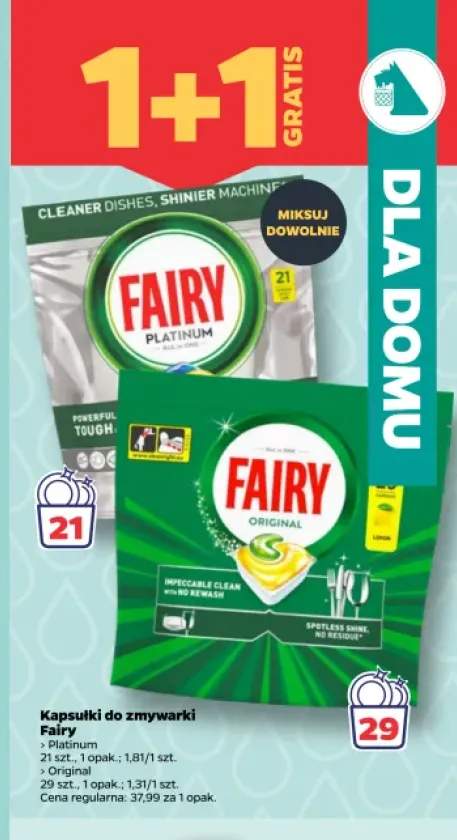 Kapsułki do zmywarki Fairy Platinum +1 wariant