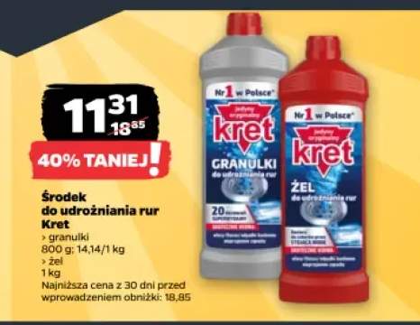 Środek do udrożniania rur Kret granulki +1 wariant