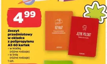 Zeszyt przedmiotowy w okładce z polipropylenu A5 60 kartek w linię Herlitz +1 wariant