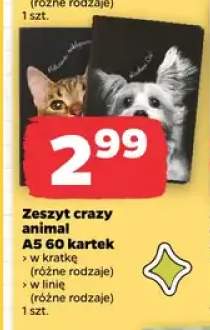 Zeszyt crazy animal A5 60 kartek w linię Herlitz +1 wariant