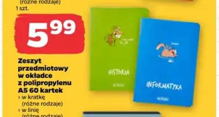 Zeszyt przedmiotowy w okładce z polipropylenu A5 60 kartek w linię Herlitz +1 wariant