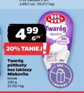 Twaróg półtłusty bez laktozy Mlekovita klinek
