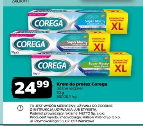 Krem do protez Corega Super Mocny Neutralny Smak XL +2 warianty