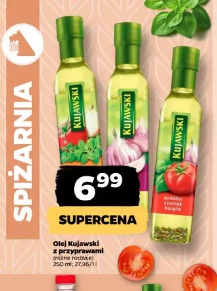 Olej rzepakowy Kujawski z czosnkiem i bazylią +1 wariant