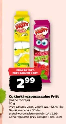 Cukierki rozpuszczalne Fritt malina mięta +1 wariant
