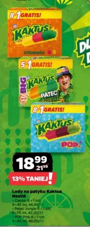 Lody na patyku Kaktus Nestlé Classic 8-pak +2 warianty