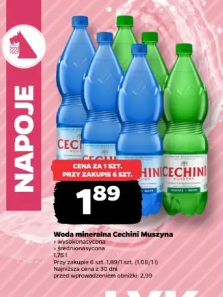 Woda mineralna Cechini Muszyna wysokonasycona